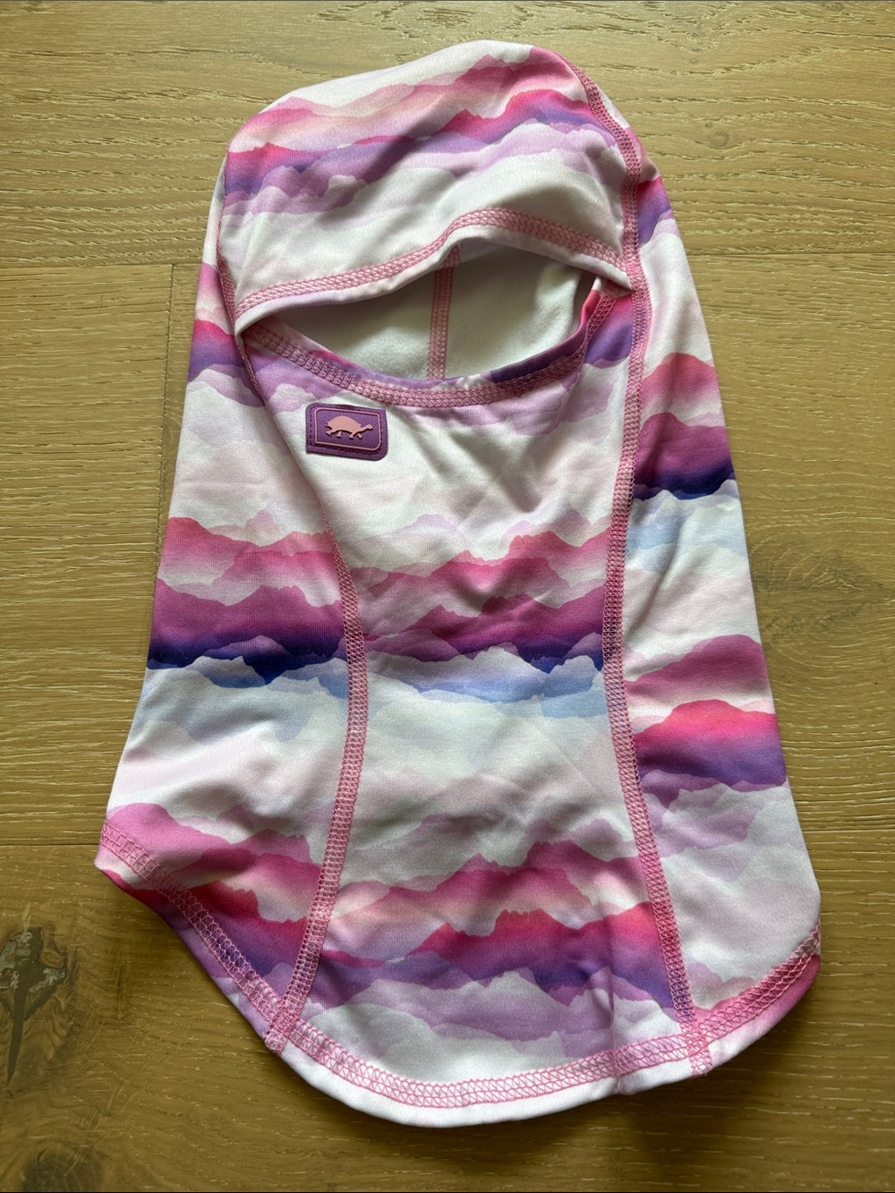 Kids Pink & Purple Mountain Print Balaclava Hood